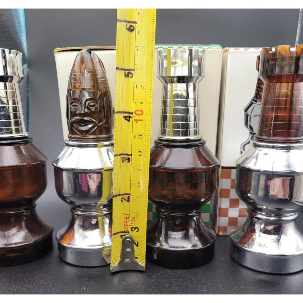 Vintage Avon Chess Piece Bottles Lot of 4 1970s Empty Cologne Gothic Chess Decor